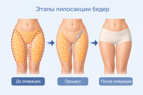 Этапы липосакции бедер